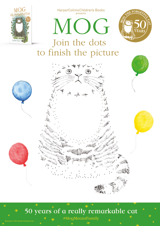 Mog the Forgetful Cat 50th Anniversary Join the Dots Activity Sheet