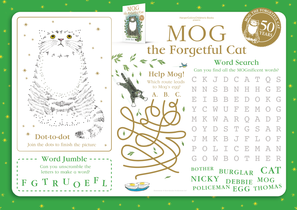 Mog the Forgetful Cat 50th Anniversary Activity Sheet